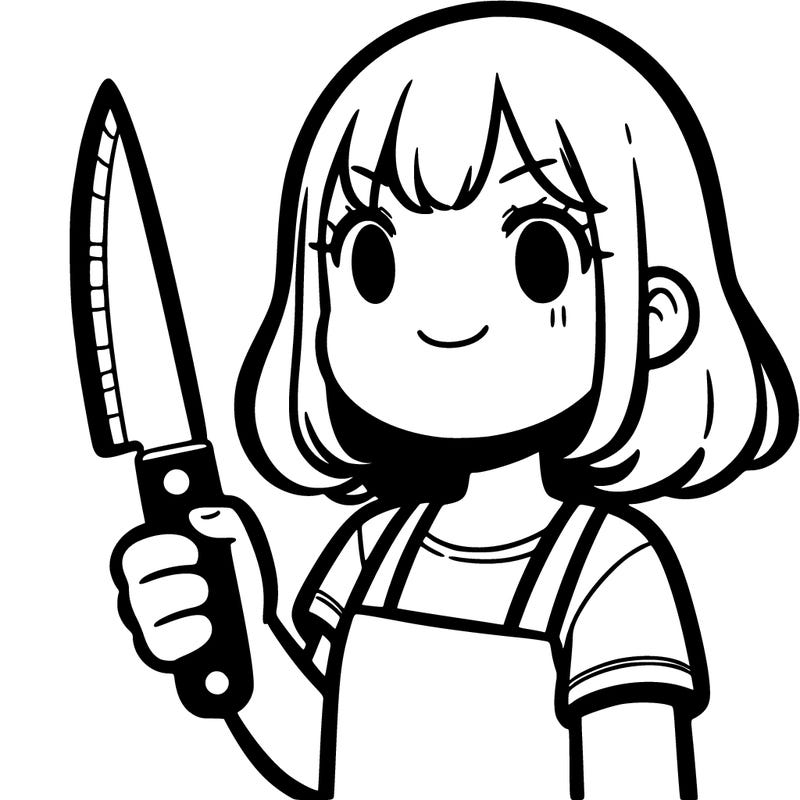a girl with a knife