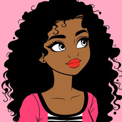 realistic girl with curly hair