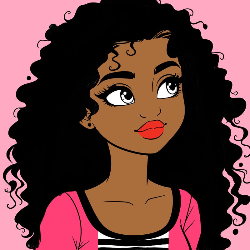 realistic girl with curly hair