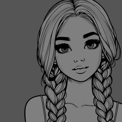 realistic girl with braids