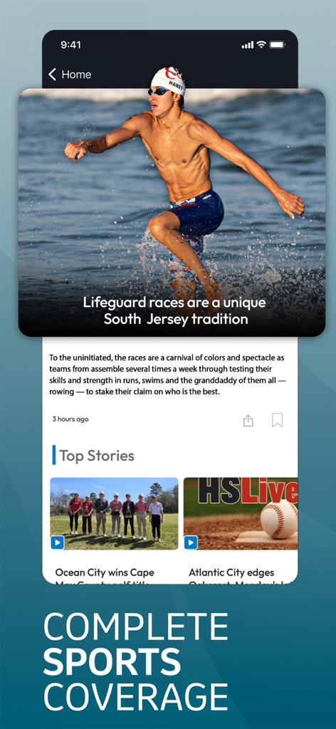 The Press of Atlantic City - Local sports coverage on The Press of Atlantic City mobile app showing lifeguard races and high school sports stories