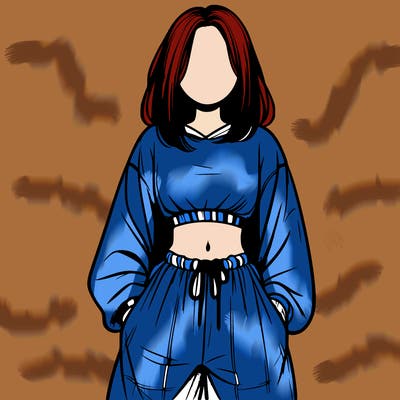 realistic girl faceless with baggy pants and a crop top