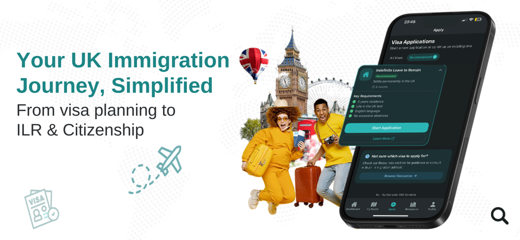 Visa Route Diary mobile app for managing UK visa applications and citizenship with a London background