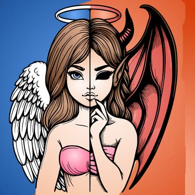 realistic angel half demon