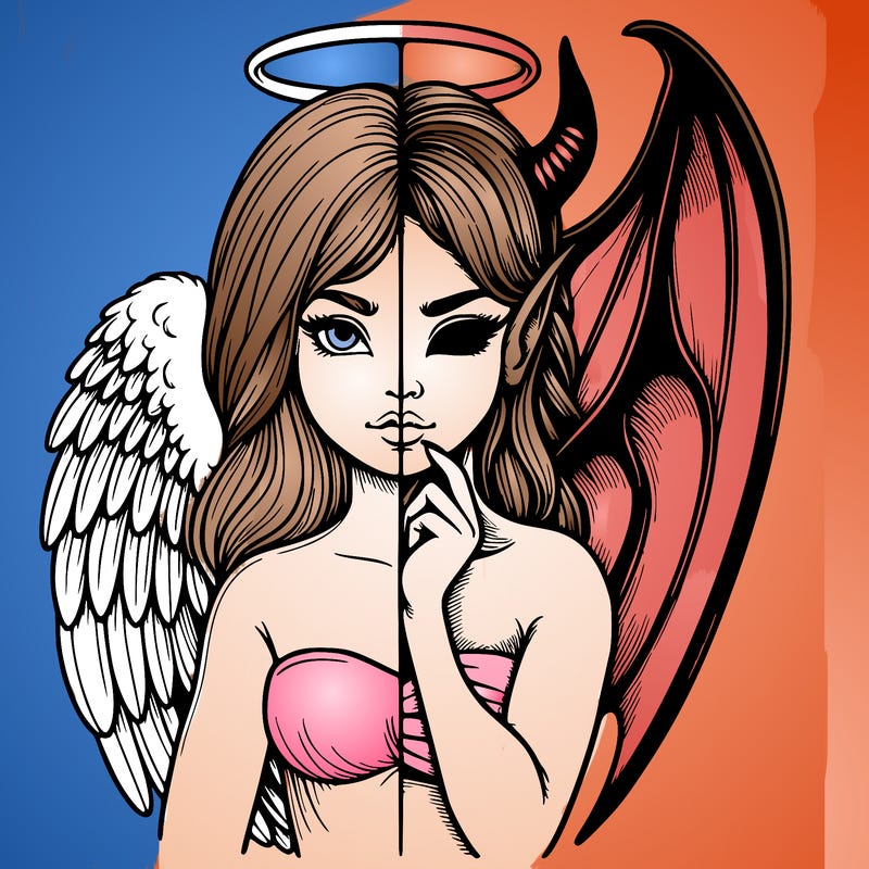 realistic angel half demon