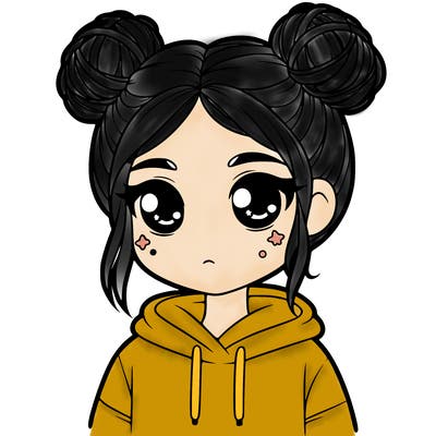girl with space buns and a hoodie on