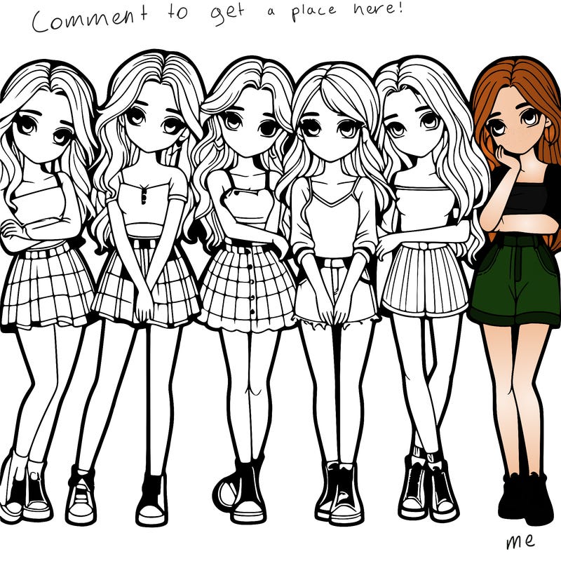 a group of girls realistic