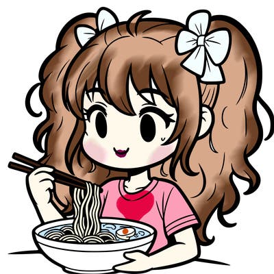 a girl eating ramen