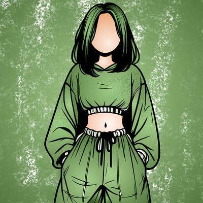 realistic girl faceless with baggy pants and a crop top