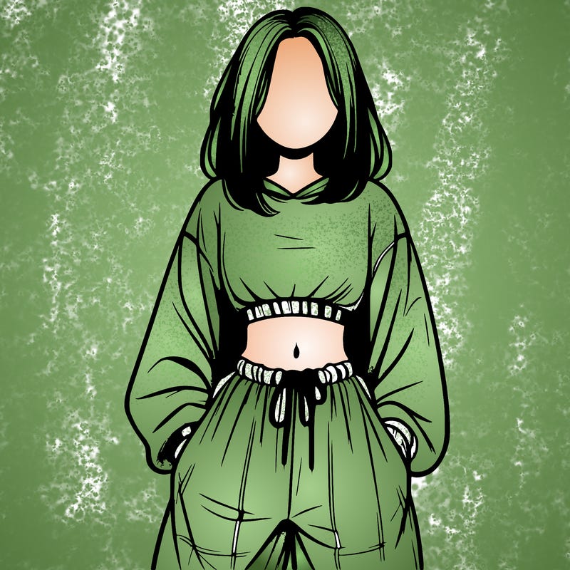 realistic girl faceless with baggy pants and a crop top