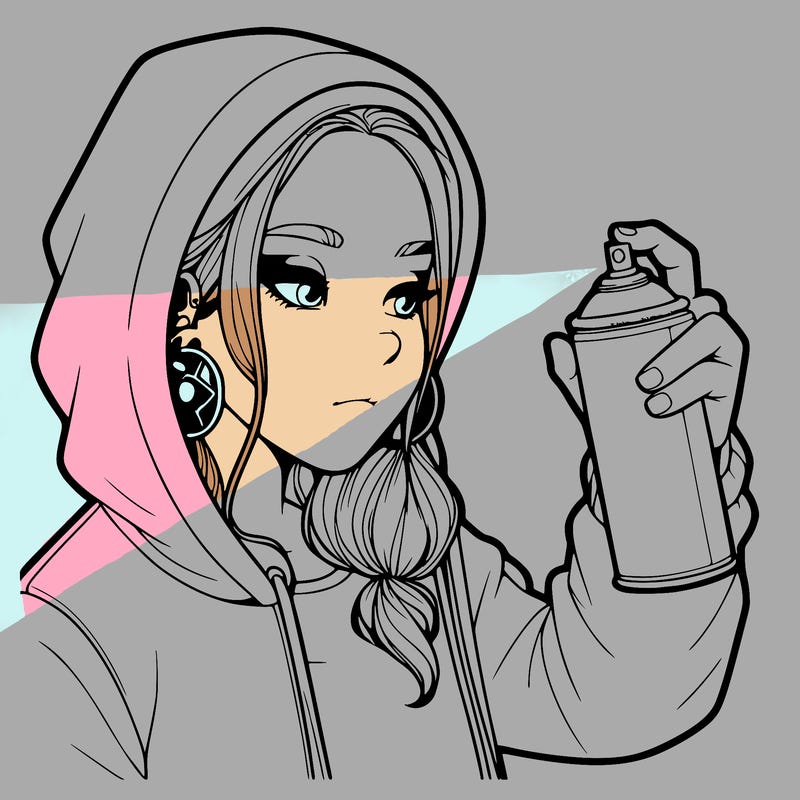 a realistic girl, spray painting