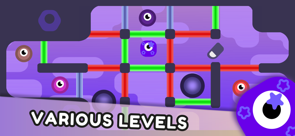 Gameplay screenshot of Coloured Doors puzzle showing various levels and minimalist logic challenges.