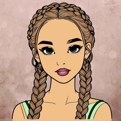 realistic girl with braids
