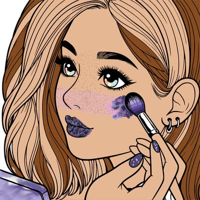 a realistic girl doing her makeup