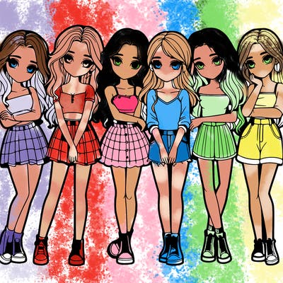 a group of girls realistic
