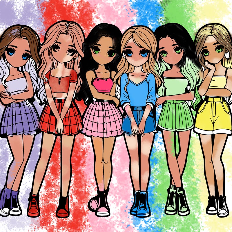 a group of girls realistic