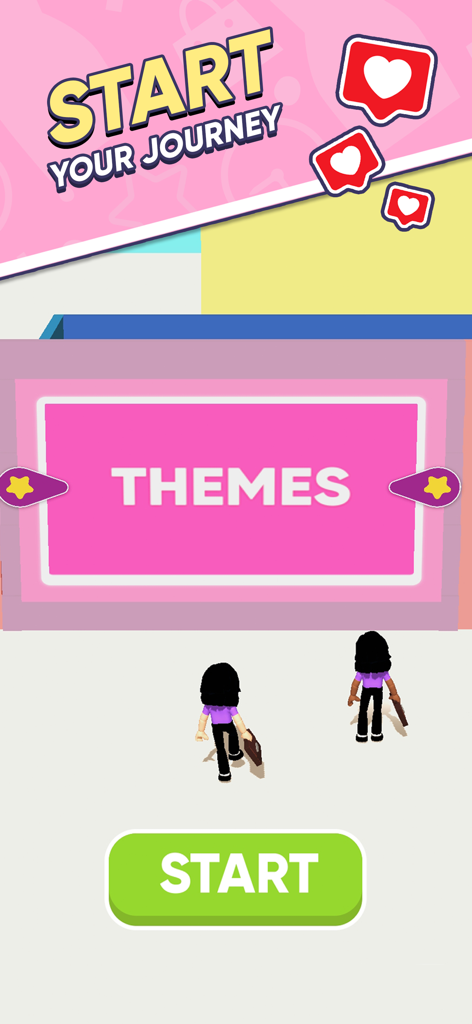 Famous Fashion - Dress Up Game - Start menu for Famous Fashion dress up game with themes button and models