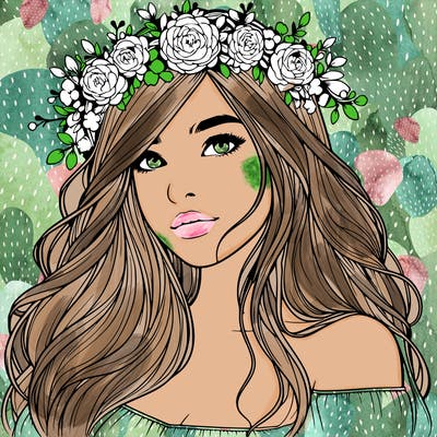 realistic girl with flower crown