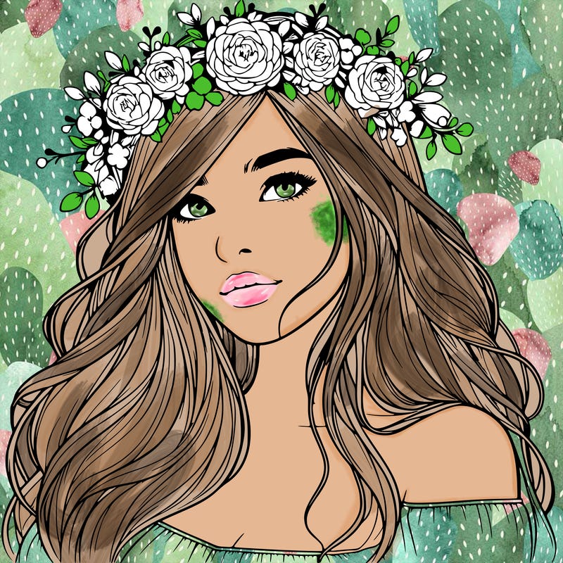 realistic girl with flower crown