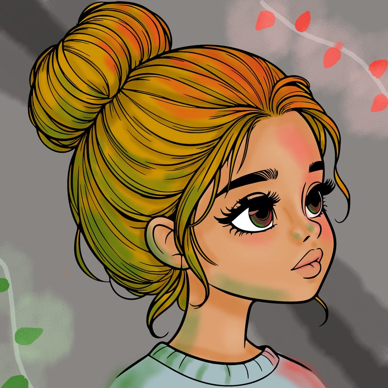 realistic girl with bun