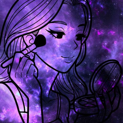 little girl putting on makeup