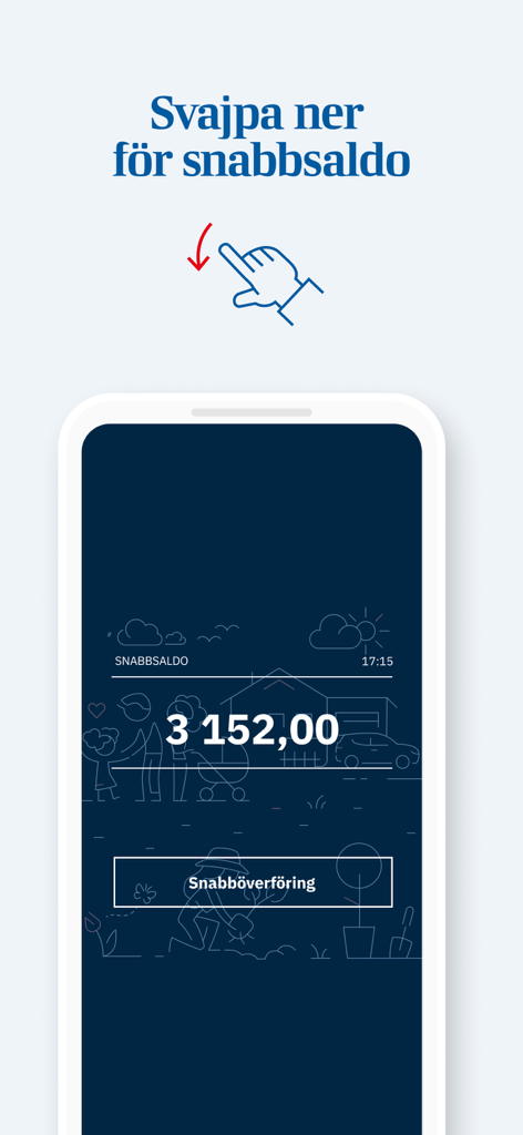 Interfaz de saldo rápido y transferencias de la aplicación móvil Lansforsakringar