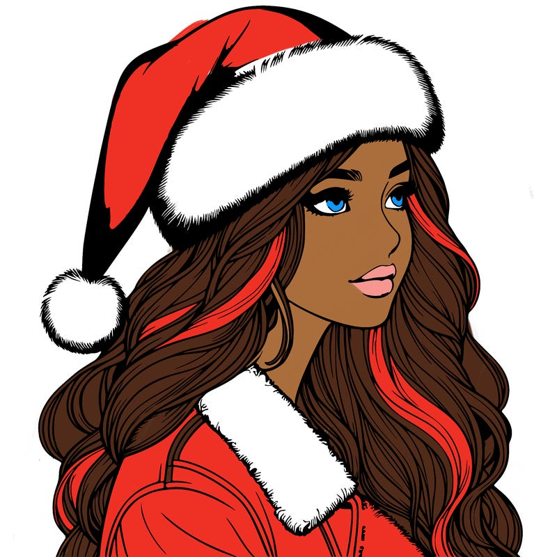 realistic girl in santa hat