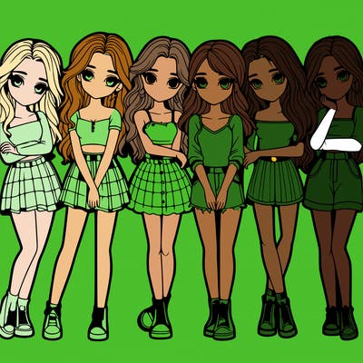 a group of girls realistic