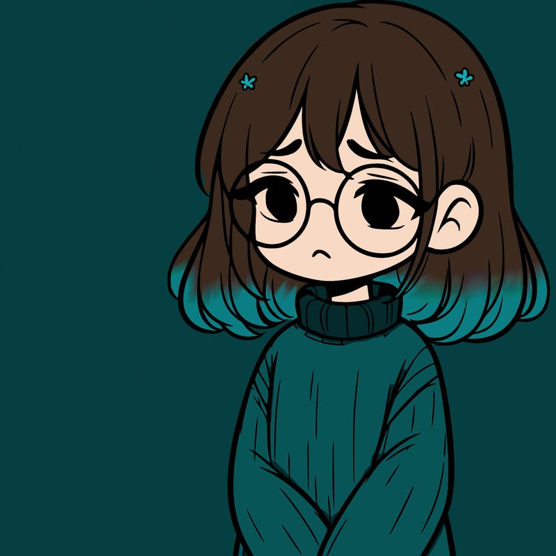 sad girl with glasses in a sweater