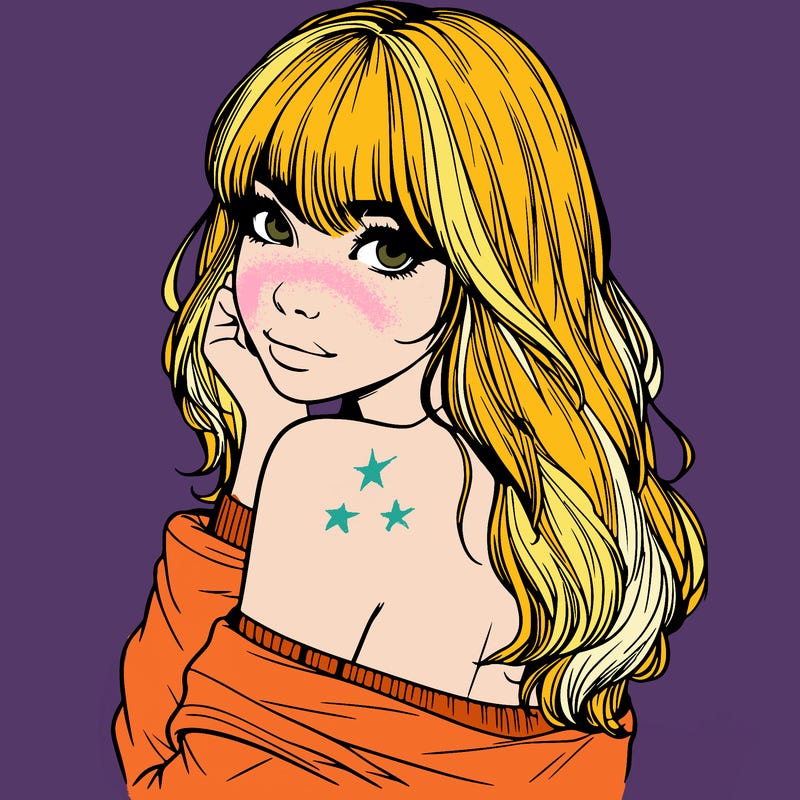 realistic girl with bangs looking over her shoulder