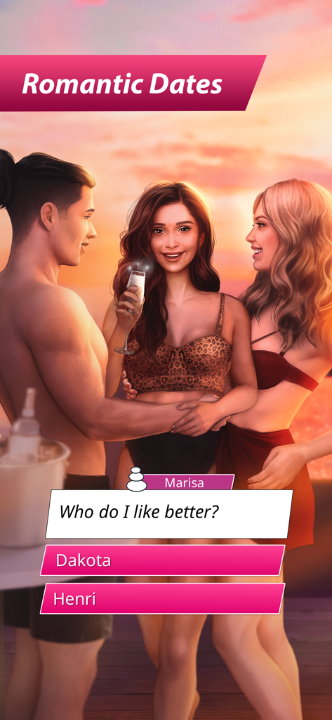 THTH: Love Is a Game NETFLIX - Un personaje eligiendo entre dos intereses románticos en una cita al atardecer en la playa en el juego Too Hot To Handle.