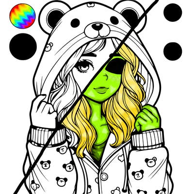 realistic girl in a animal pjs hoodie