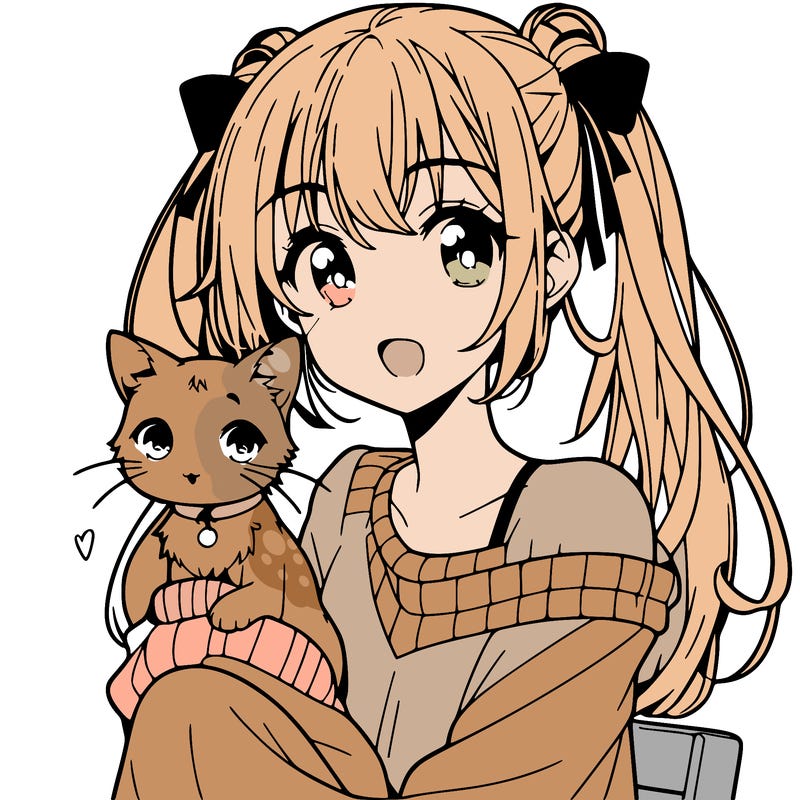 anime girl with cat
