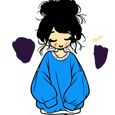 girl with baggy sweatshirt and messy bun