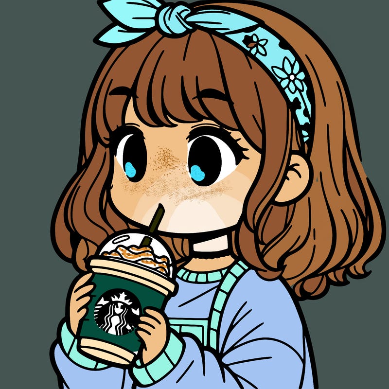 an girl drinking starbucks