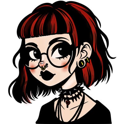 gothic girl with a mullet and glasses