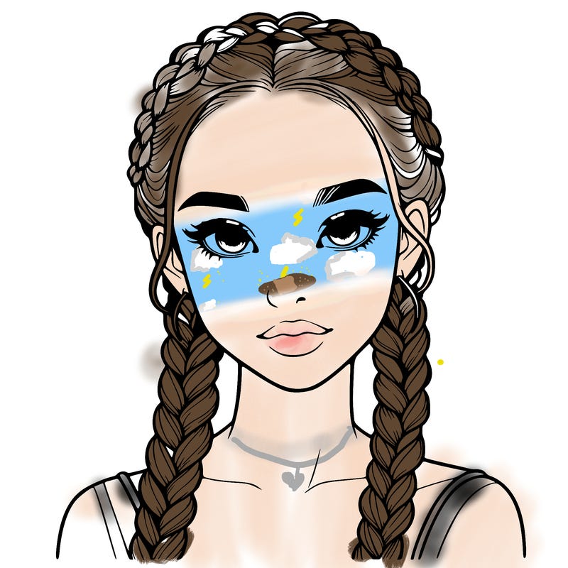 realistic girl with braids