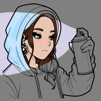 a realistic girl, spray painting