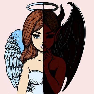 realistic angel half demon