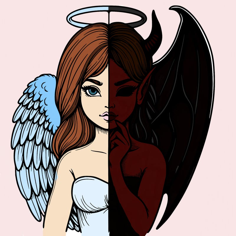 realistic angel half demon