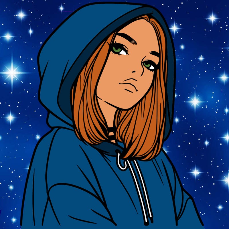 a realistic girl in a hoodie