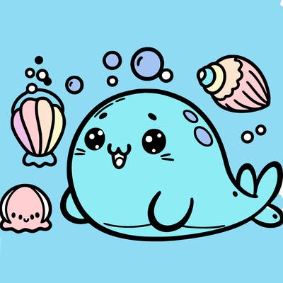 a cute sea beast characters.