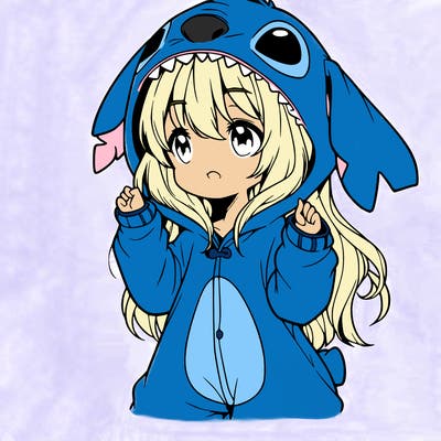 anime girl in a stitch onsie