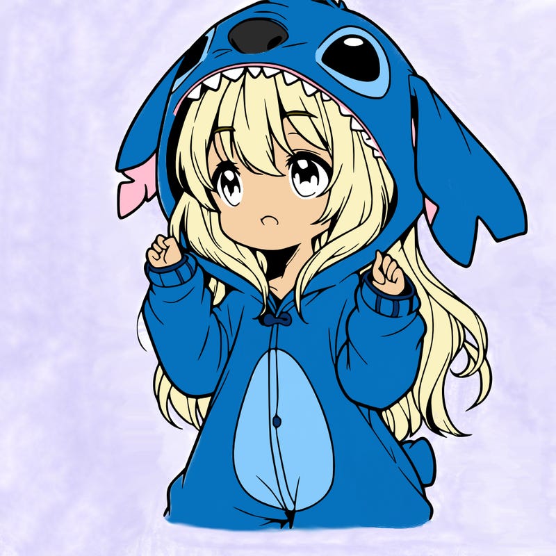 anime girl in a stitch onsie