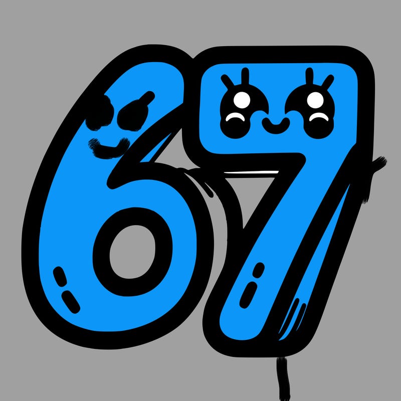 the numbers 67
