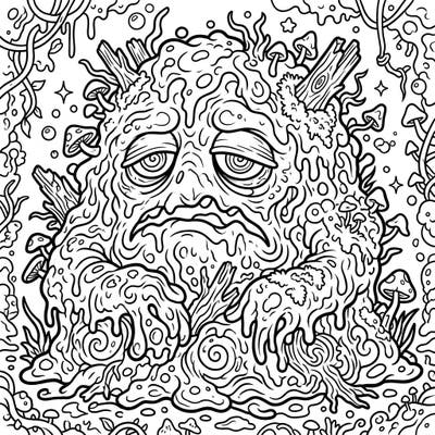 Dive into a uniquely imaginative coloring experience with our Living Sludge template, designed with seniors in mind. Its clear lines and intriguing details offer both relaxation and a creative challenge.