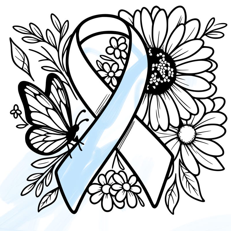 cancer awareness symbol with flowers and butterflies