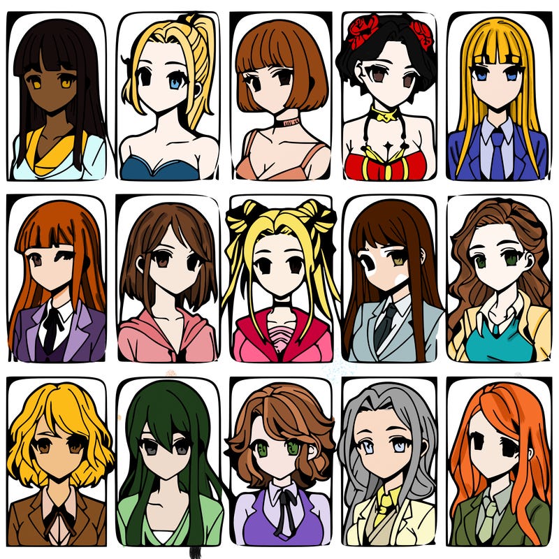 girls that look diffrent anime