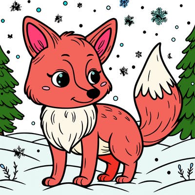 a fox in the snow