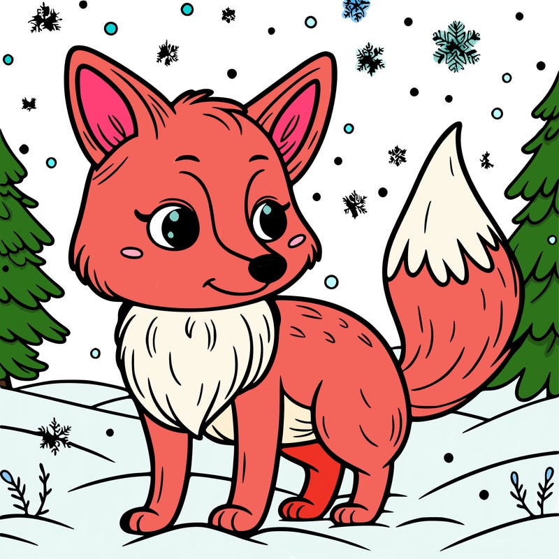 a fox in the snow